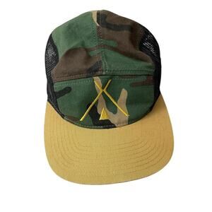 Tribe Kelley Camo 5 Panel Hat Green Embroidered Logo Stapback Casual Canvas